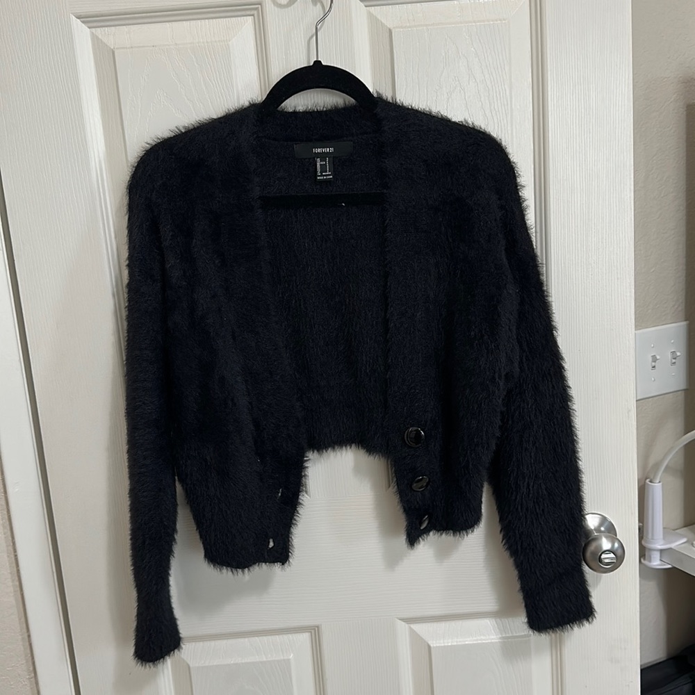 Fuzzy crop jacket